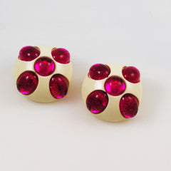 Fuchsia Lucite Clip On Earrings Modern
