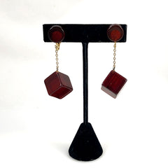 Modern Amber Lucite Earrings 1960's