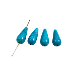 Turquoise Howlite (Magnesite) Teardrop Pendants (4) - gemstones