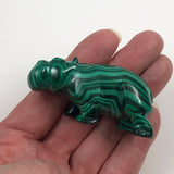 Malachite Carved Gemstone Hippopotamus Figurine