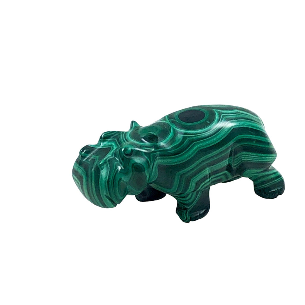 Malachite Carved Hippopotamus Figurine