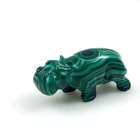 Malachite Carved Hippopotamus Figurine