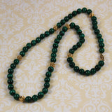 Malachite & Gold Beaded Necklace 10mm