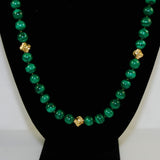 Malachite & Gold Beaded Necklace 10mm
