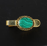 Malachite Gold Filled Tie Bar Clip