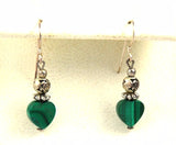 Malachite Heart Pierced Earrings Vintage