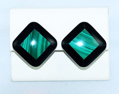 Malachite Clip On Earrings Vintage