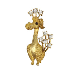 Mamselle Poodle Rhinestone Brooch Vintage