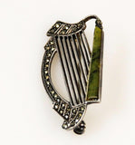 Sterling Marcasite Irish Harp Brooch