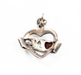 Back of Sterling & Garnet Marcasite Mom Heart Charm 