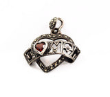 Sterling & Garnet Marcasite Mom Heart Charm 