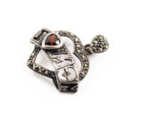 Sterling & Garnet Marcasite Mom Heart Charm 