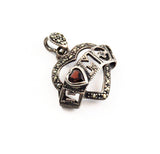 Sterling & Garnet Marcasite Mom Heart Charm 