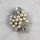Marvella rhinestone pearl brooch
