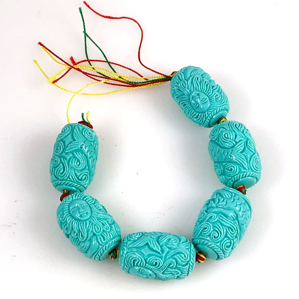 Turquoise Resin Mermaid Beads (6)