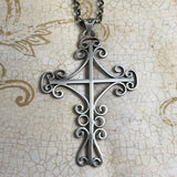 Large Sterling Silver Mexican Cross Necklace