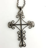 Large Sterling Silver Mexican Cross Necklace