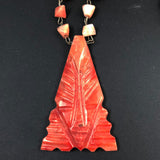Large Mexican coral onyx tribal necklace