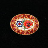 Italian Micro Mosaic Floral Brooch Vintage