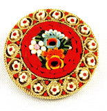Italian Micro Mosaic Floral Brooch Vintage