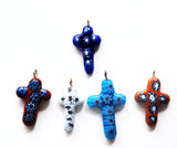 Four Millefiori Glass Cross Pendants 