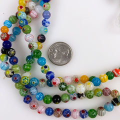 Colorful Glass Millefiori Beads 6mm Rounds Lamp Work
