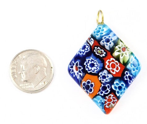 Millefiori Glass Diamond Pendant