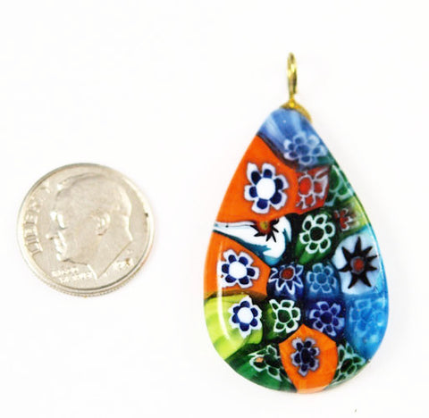 Millefiori Glass Teardrop Pendants