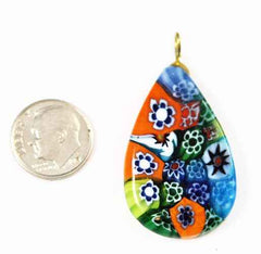 Colorful Millefiori Glass Teardrop Pendants