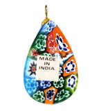 Millefiori Glass Teardrop Pendants Back