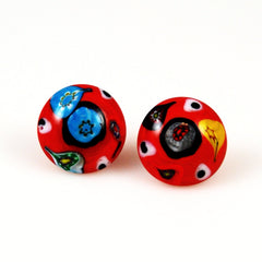 Italian Millefiori Glass Earrings - Antique