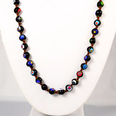 Italian Millefiori Bead Necklace Hand Knotted