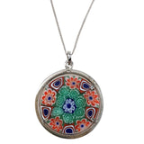 Italian Millefiori Pendant Sterling Necklace