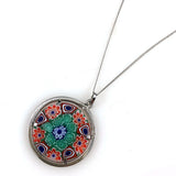 Italian Millefiori Pendant Sterling Necklace