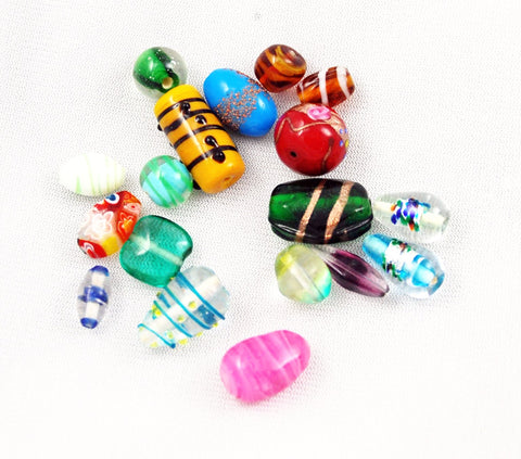 Vintage Fancy Lamp Work Glass Beads Mix