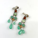 Vintage Monet Chandelier Green Amber Earrings