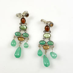 Monet Chandelier Green & Amber Earrings
