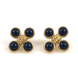 Vintage Monet Navy & Gold Clip On Earrings