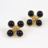Monet Navy & Gold Clip On Earrings Vintage