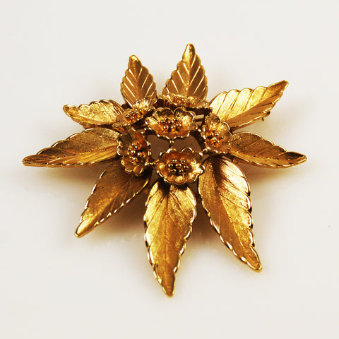 Large Golden Flower Brooch