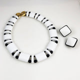 Monet Black and White Lucite Necklace & Earrings
