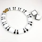 Vintage Monet Black and White Lucite Necklace & Earrings