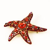 Monet Starfish Brooch Enamel & Poured Glass