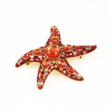 Monet Starfish Brooch Enamel & Poured Glass