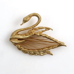 Monet Large Gold Swan Brooch