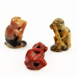Carved Hsiu Jade Three Wise Monkey Figurines