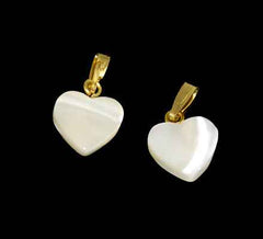 Pair of Mother of Pearl Heart Pendants