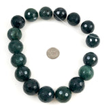 Moss Agate Faceted 20mm Round Beads