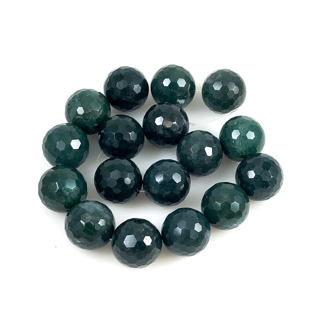 Moss Agate Faceted 20mm Round Beads