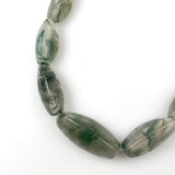 Moss Agate Oval Beads Green